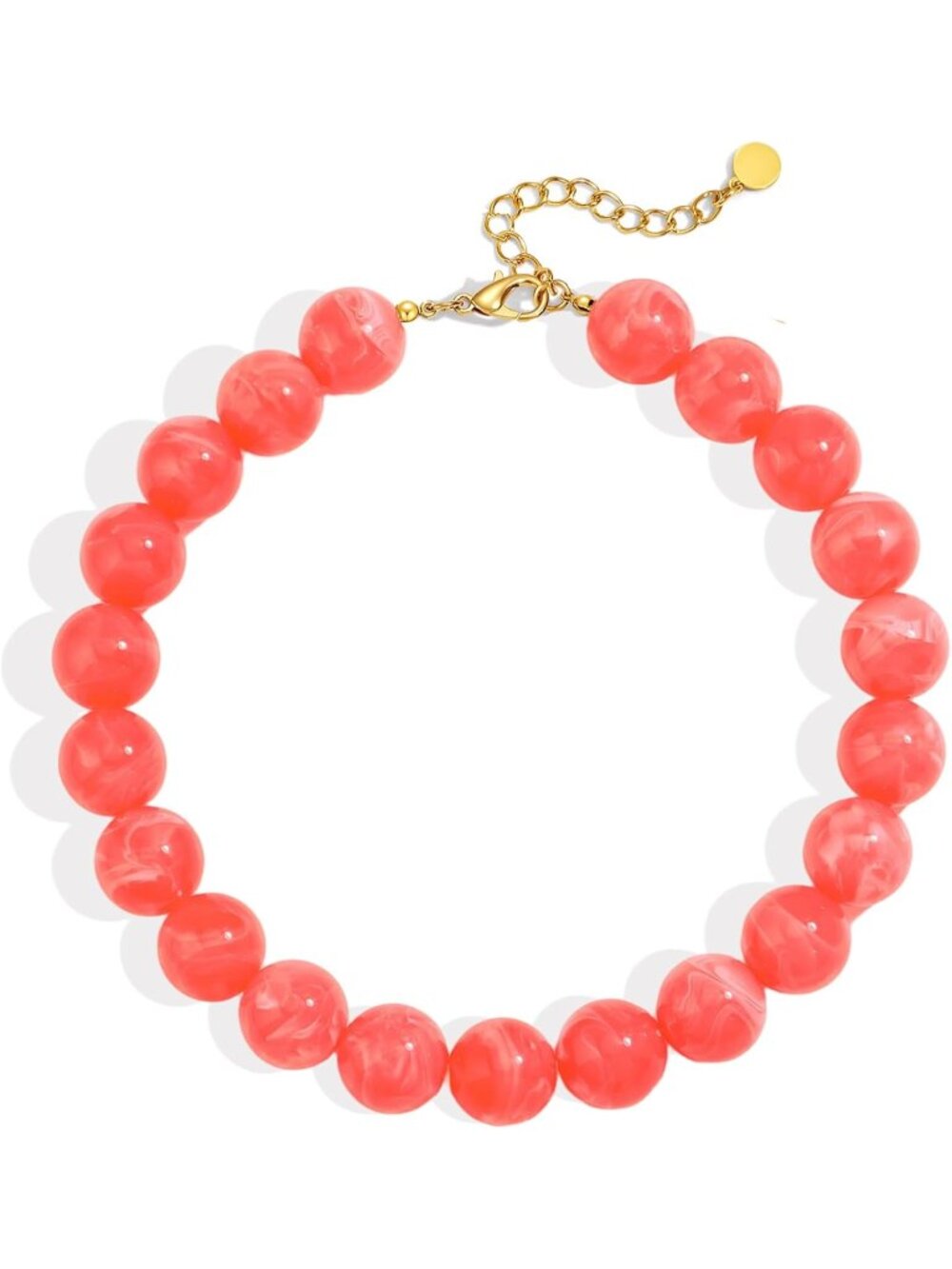 Women's 20MM Orange Chunky Resin Bead Choker Boho Summer Beach Jewelry